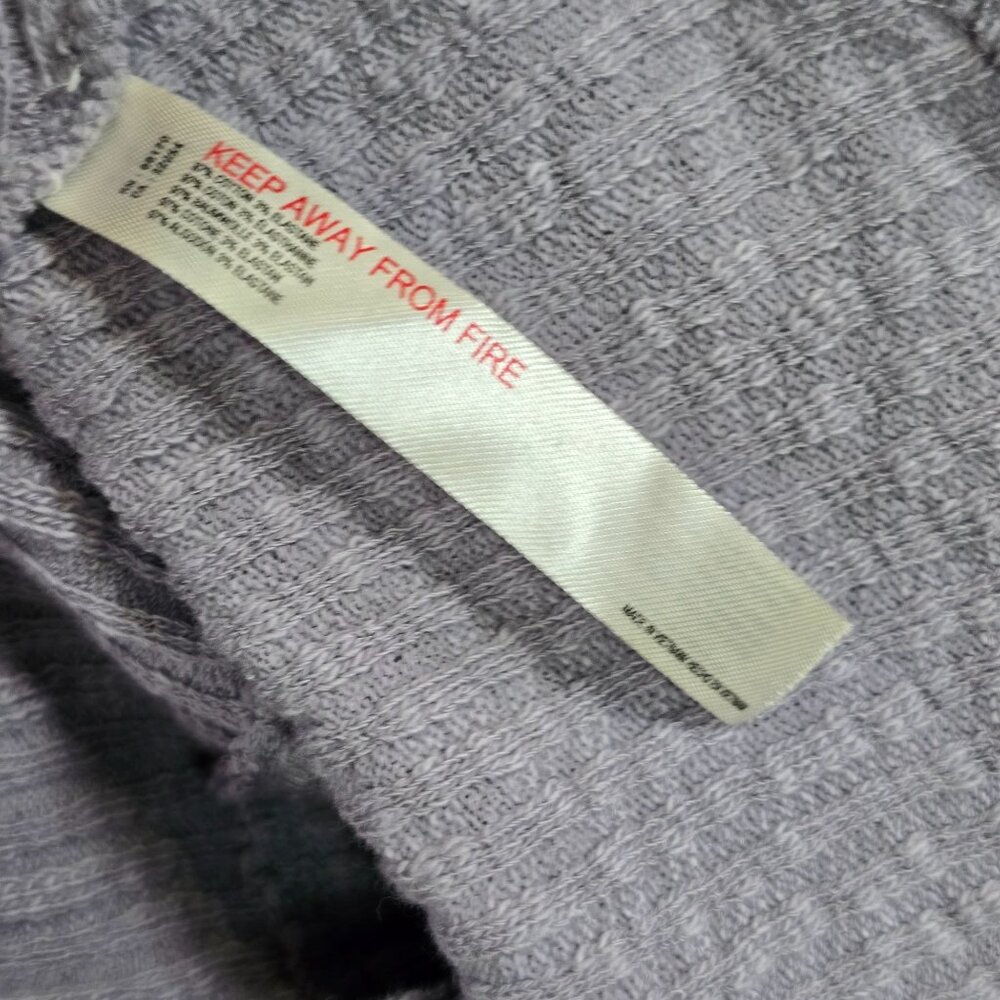 Free People Beach Oversized Assym, Thermal Waffle Knit 3/4 Length Slv Top, Lg - Picture 7 of 7